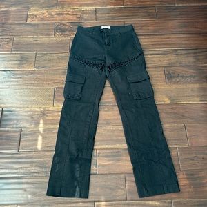 House of CB black, bootcut pants with thigh cutouts, size small
